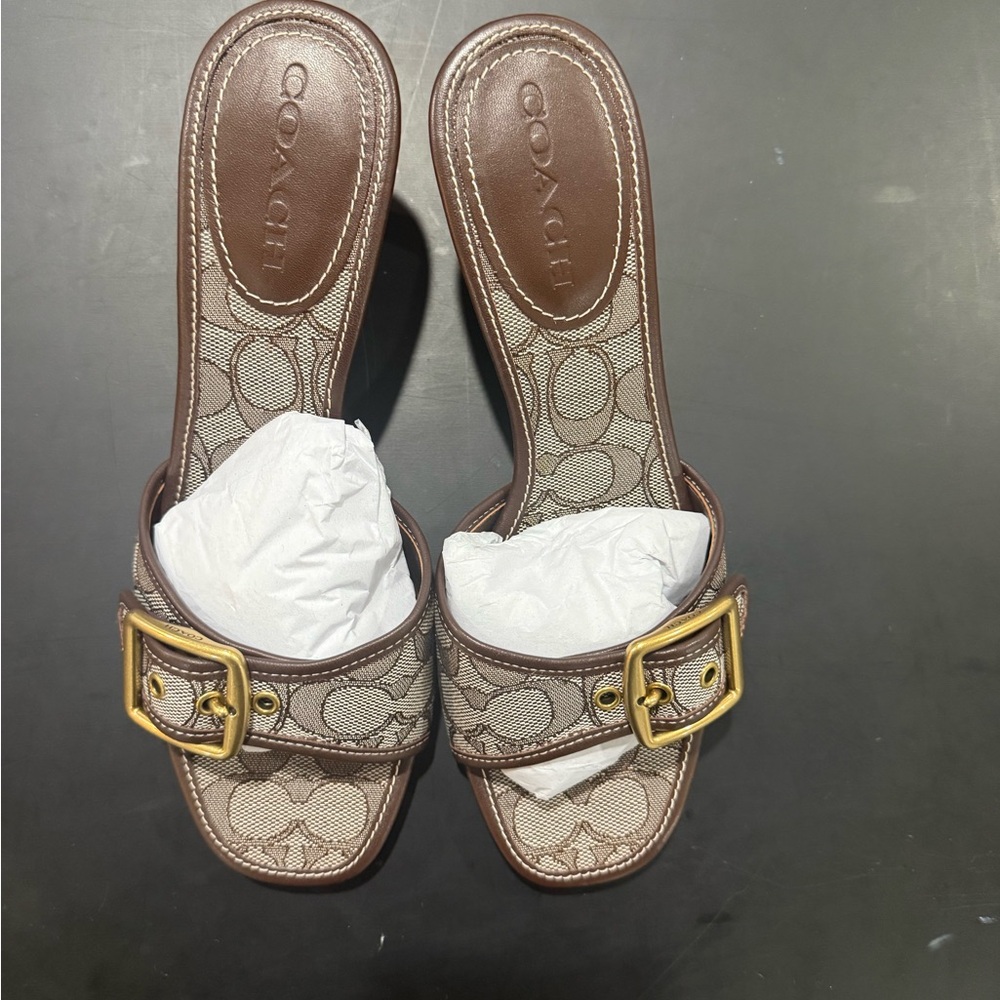 Coach Margot Sandal in Signature Jacqard.  New and in original packaging.